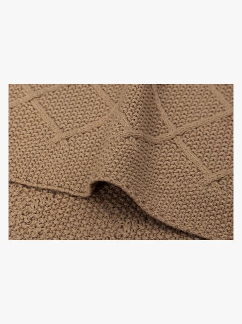 Jollein Strikket Tæppe Ternet Mønster, Biscuit