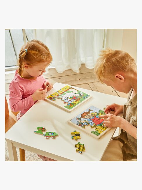 Pippi Langstrømpe Træpuslespil Pippi & Lilla Gubben 16 Dele