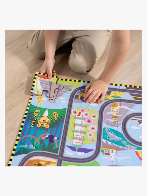 Melissa & Doug Racerbane Gulvpuslespil & Legesæt 48 Brikker