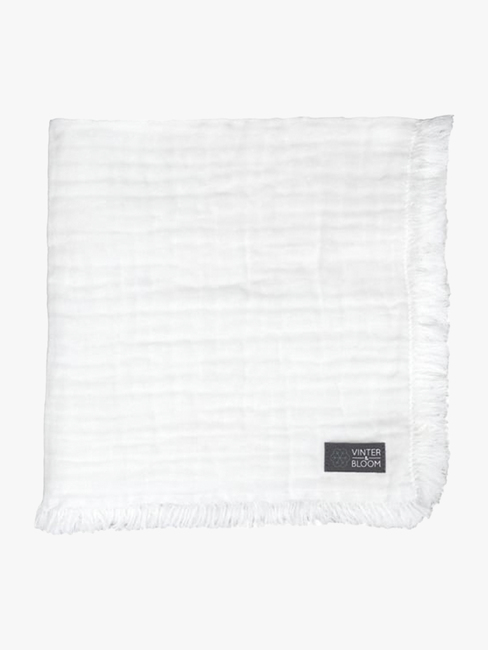 Vinter & Bloom Feather Tæppe/ Stofble i Musselin EKO, Bright White