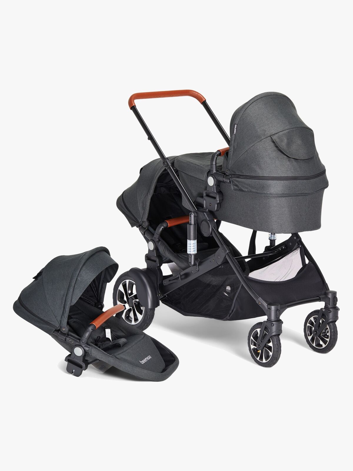 Beemoo Maxi 4 Twin Søskendevogn inkl. Søskendeklapvognsdel, Black/Black