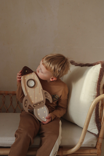 Little Lights Lampe Rumraket, Cappucino Wood