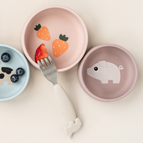 Done By Deer Pigee Silikone Skål 2-pak, Powder