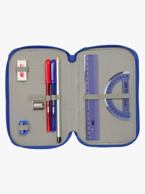 Sonic  Fyldt Penalhus med 3 Rum 37 Dele, Blå