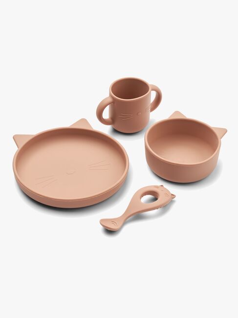 LIEWOOD Vivi Cat Spisesæt Silikone, Dark Rose