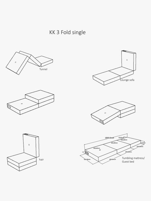 KlipKlap 3 Fold Single Madras, Beige