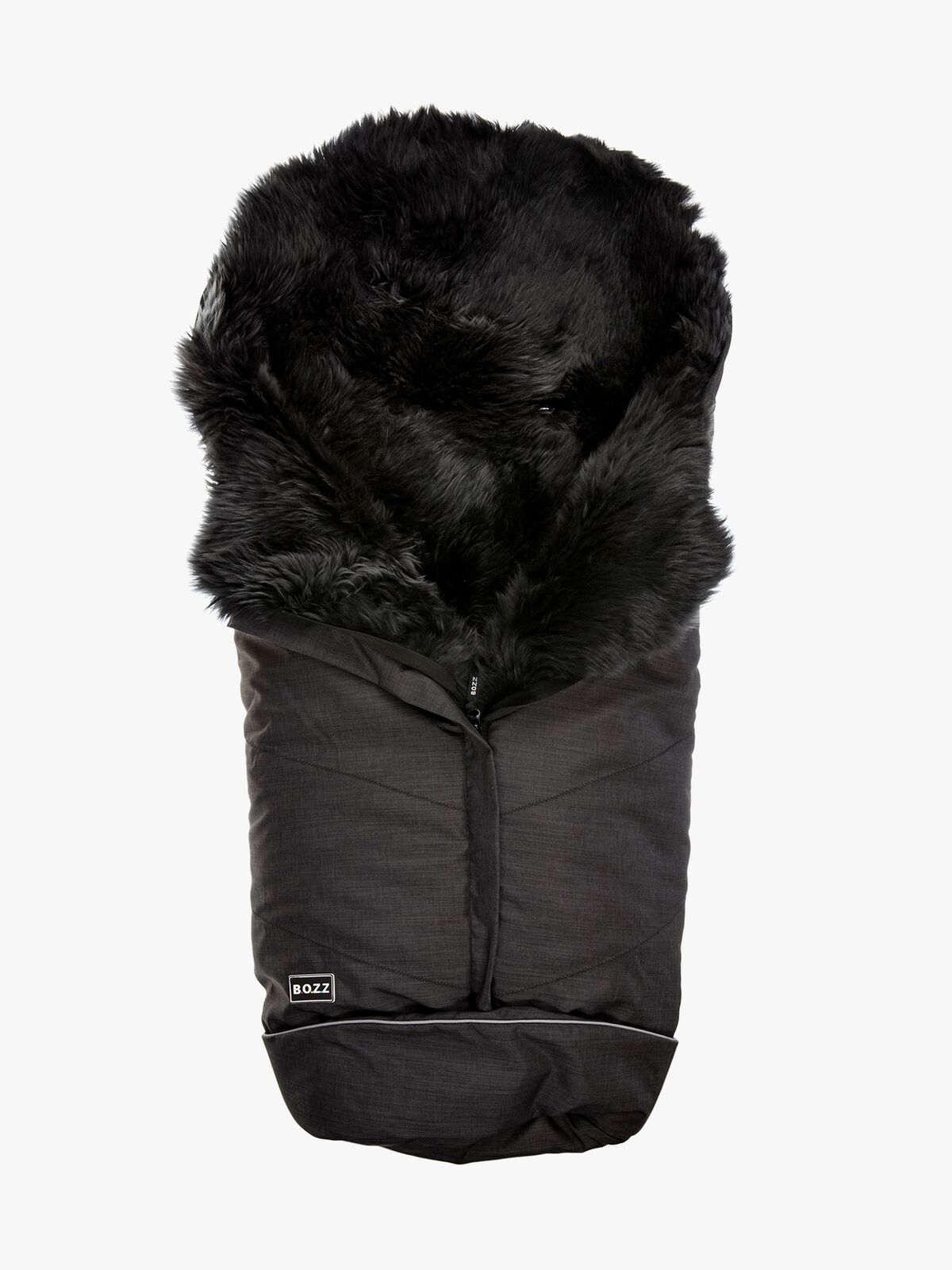 Bozz Lammeskindskørepose Langhåret, Black Melange/Grey