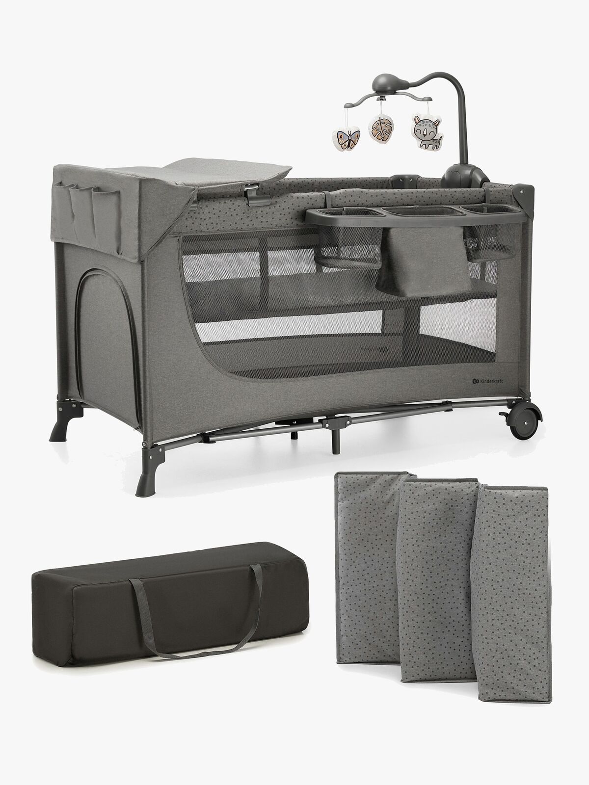 Kinderkraft JOY 2 Weekendseng med Tilbehør, Dark Grey