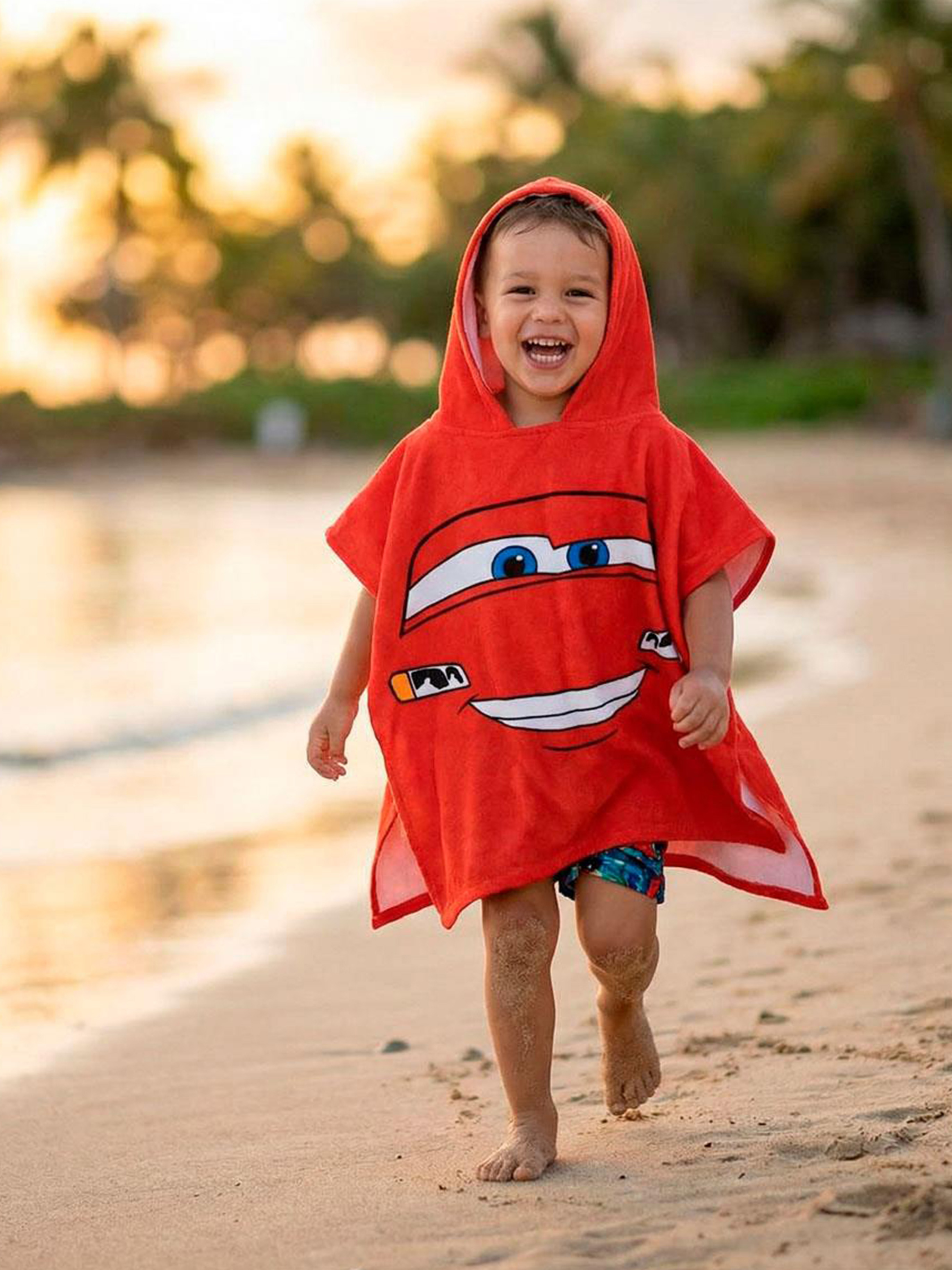 Disney Cars Strandponcho Mikrofiber, Rød