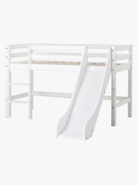 Hoppekids ECO Dream Halvhøj Seng med Rutsjebane og Stige 90x200, Hvid