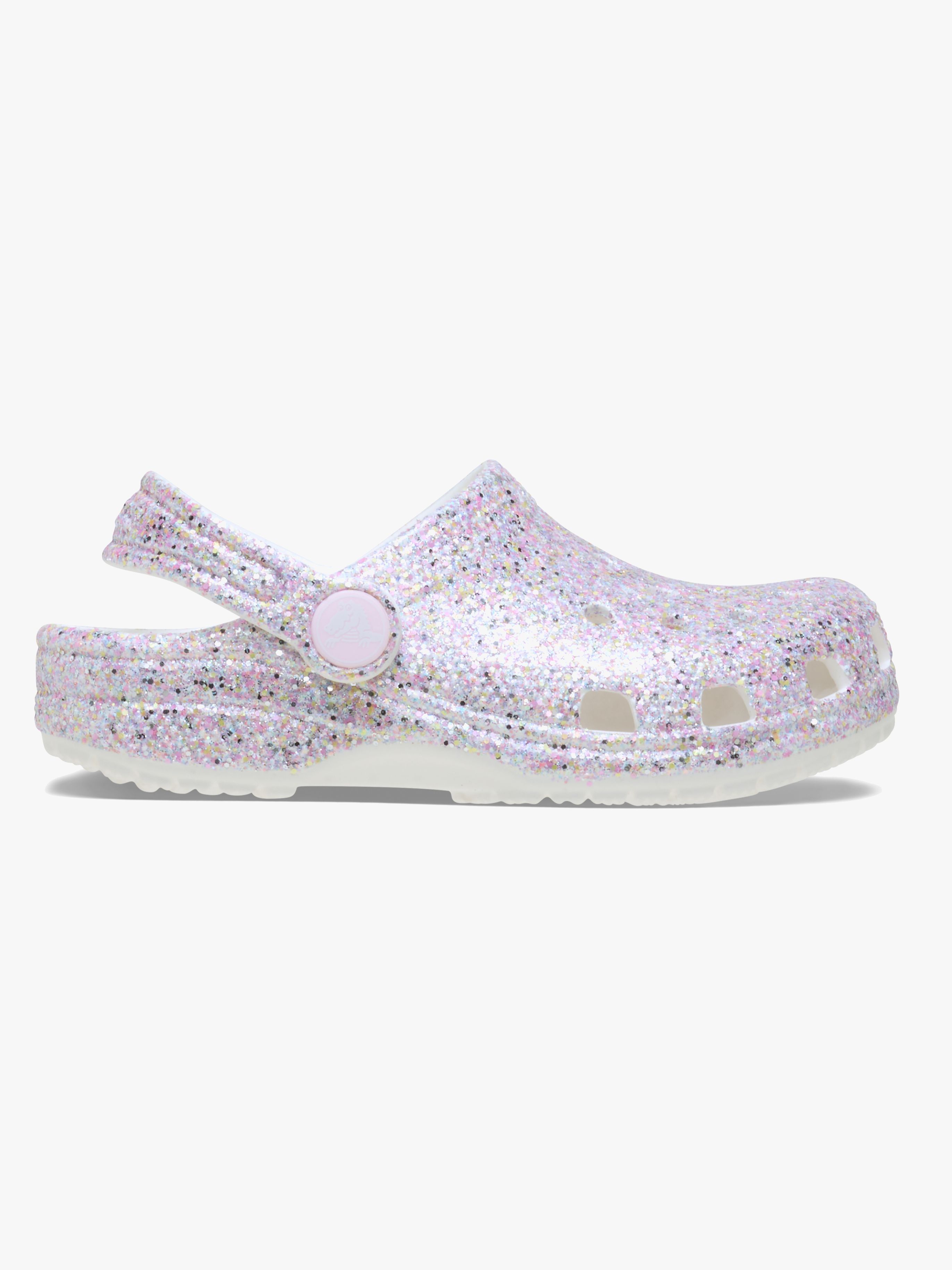 Crocs Classic Fantasy Glitter Kids Clogs, White, 22-23