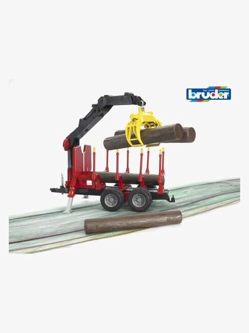Bruder Tømmeranhænger m. Kran, Inkl. 4 Træstammer 02252