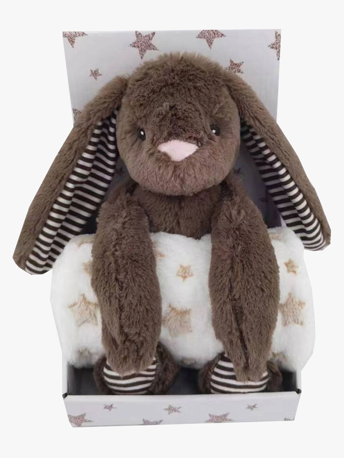 CarloBaby Fleecetæppe Beige Stjerne & Kanin