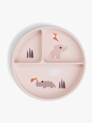 Done By Deer Playground Stick & Stay  Opdelt Silikonetallerken, Powder