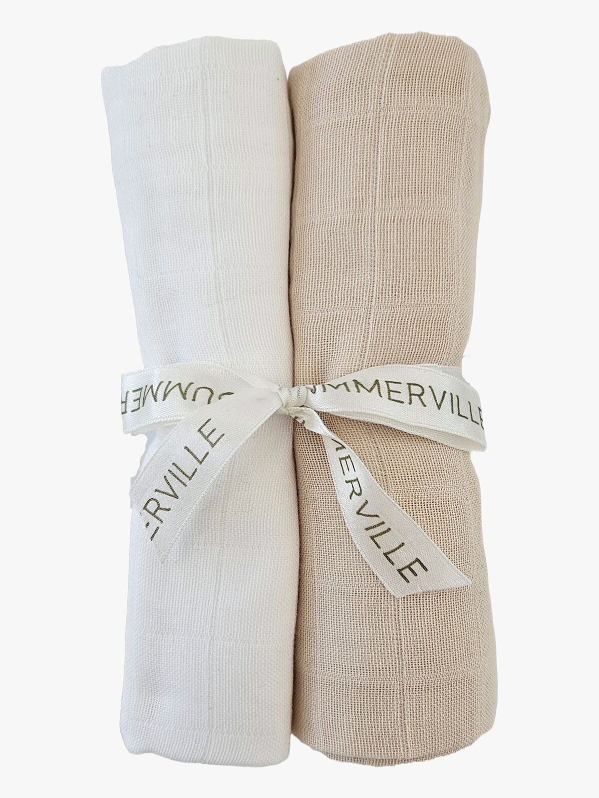 Summerville Organic Musselin Tæppe 2-pak, Sandshell/White