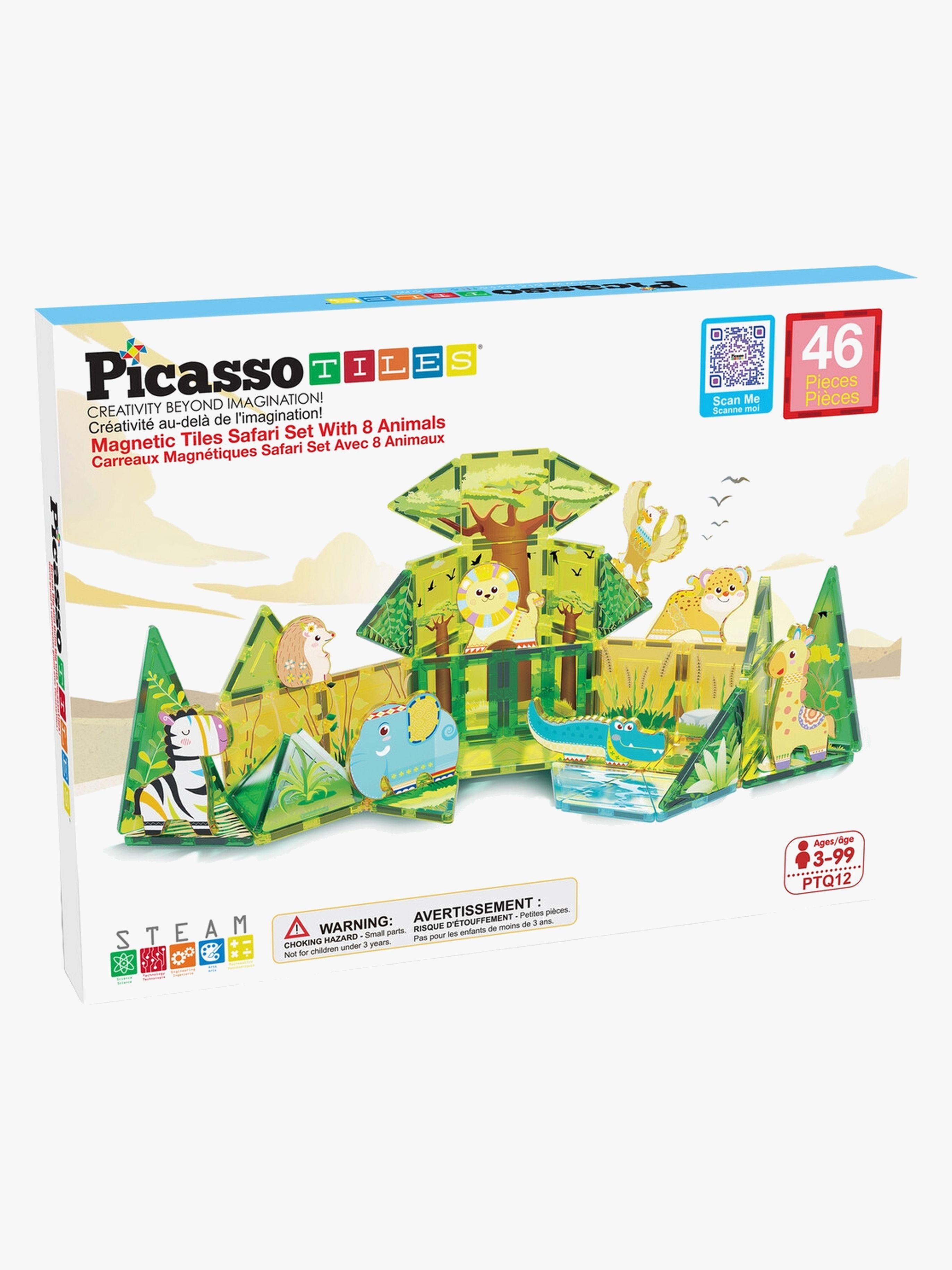 PicassoTiles Byggesæt Safari med 8 Dyr 46 Dele