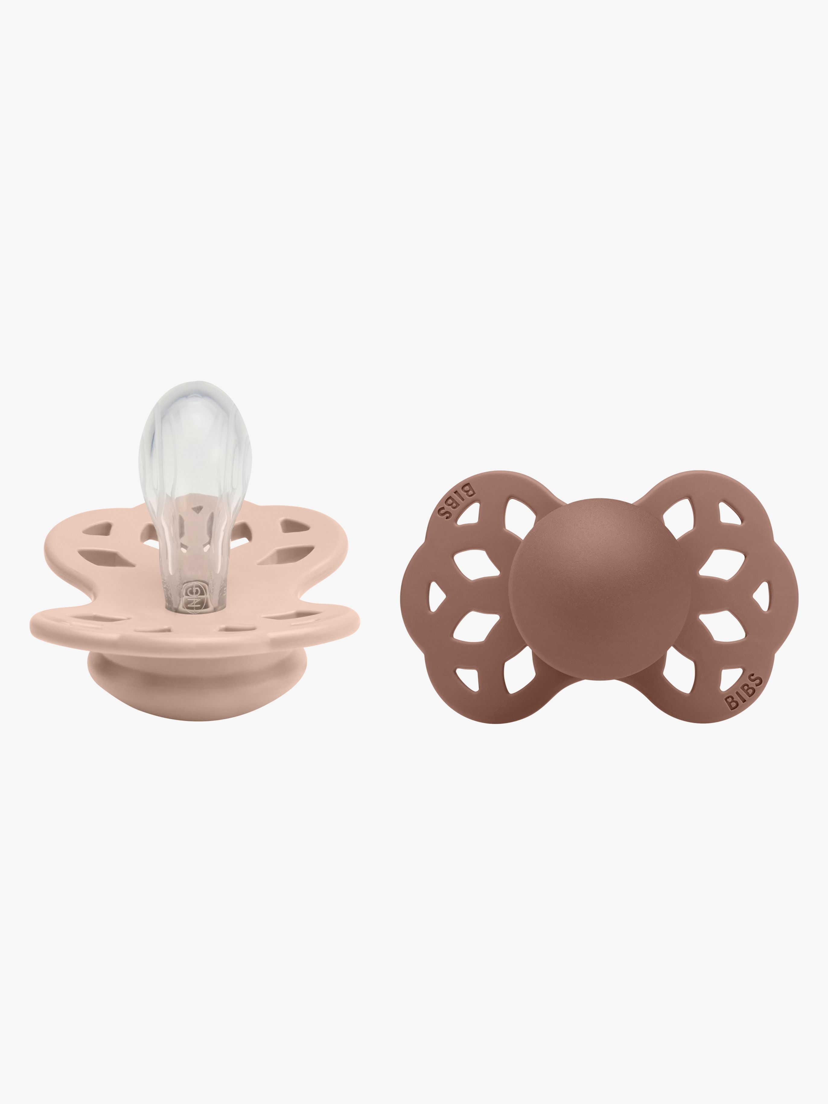 BIBS Infinity Sutter 2-pak Silikone Str. 1 Symmetrisk, Blush/Woodchuck