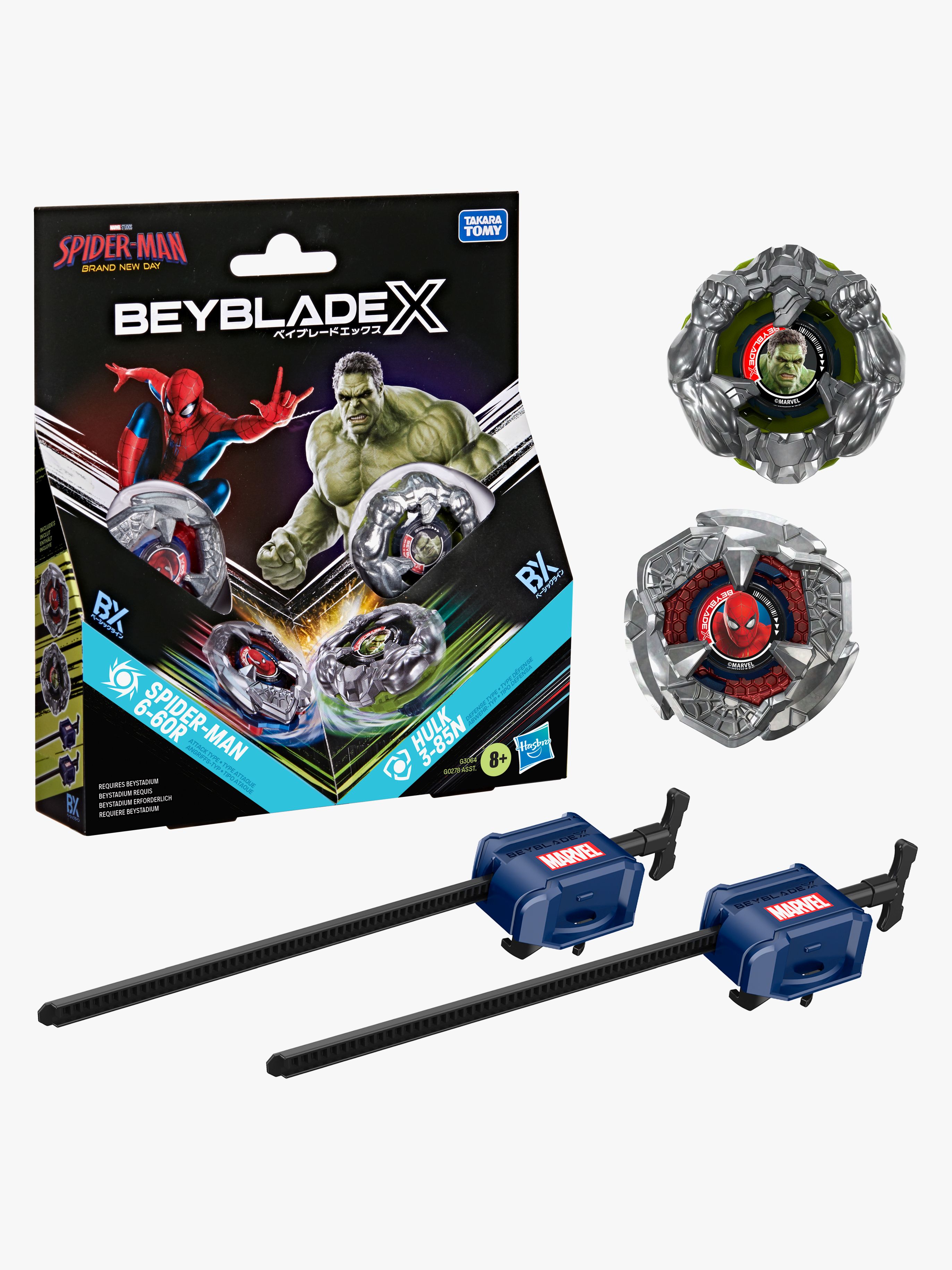 Beyblade X Og Marvel Collab Spider-Man 6-60R Vs Hulk 3-85N Snurretop 2-Pak