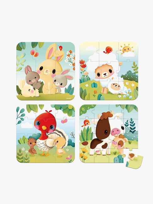 Janod Bondegårdsdyr Puslespil med Progressiv Sværhedsgrad 4-i-1 43 Brikker