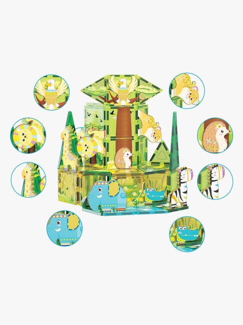 PicassoTiles Byggesæt Safari med 8 Dyr 46 Dele