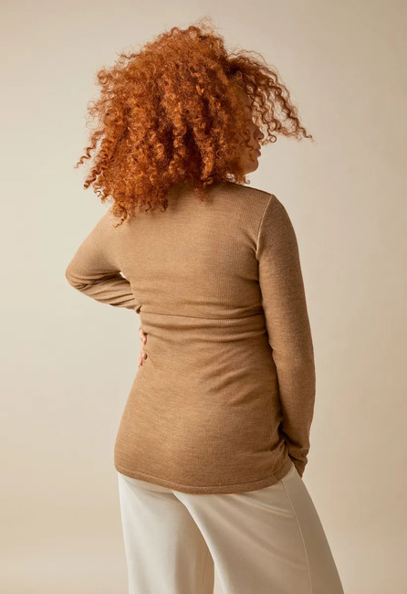 Boob Merinould  Ribstrikket Top, Brown Melange