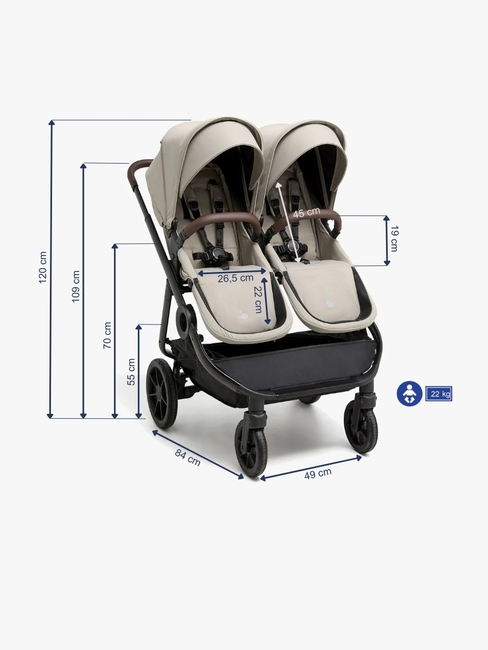 Beemoo Pro Twin 2 Søskendevogn, Latte Beige