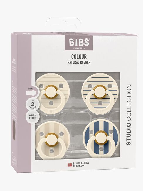 BIBS Studio Colour Sut 4-pak Latex Str. 2, Pin Ivory Vanilla/Pin Ivory Steel Blue