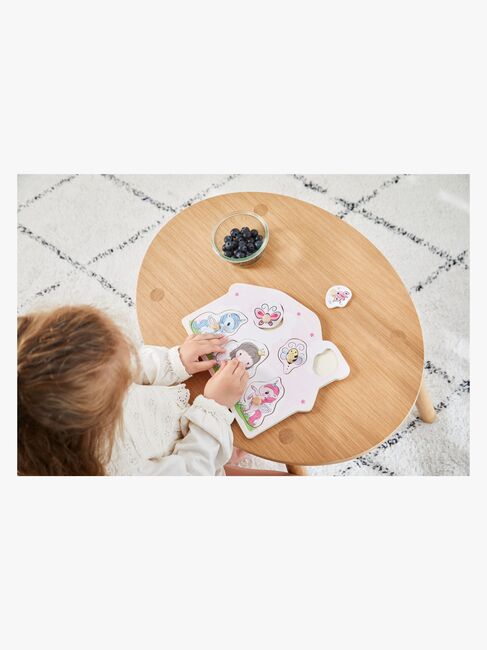 Barbo Toys Knoppuslespil Prinsesse & Enhjørning i Træ Lillie & Ellie 6 Brikker