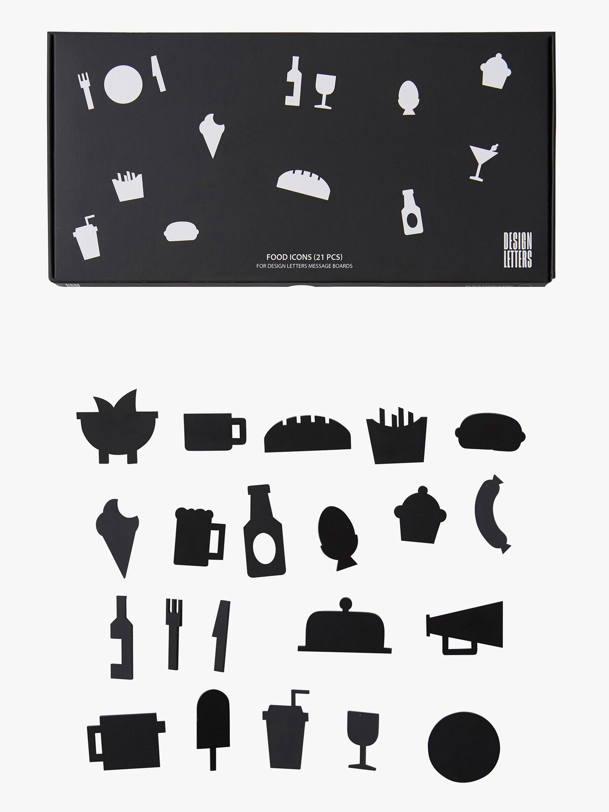 Design Letters Madikoner til Opslagstavle 21 pcs, Sort