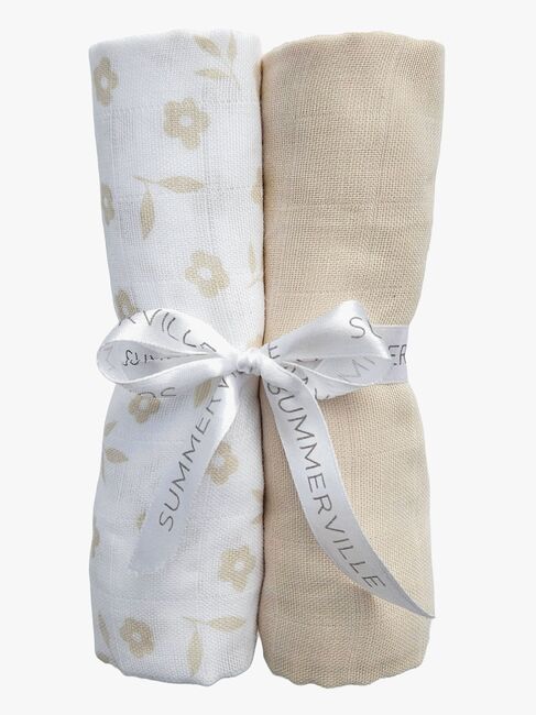 Summerville Organic Musselin Tæppe 2-pak, Petal/Sandshell