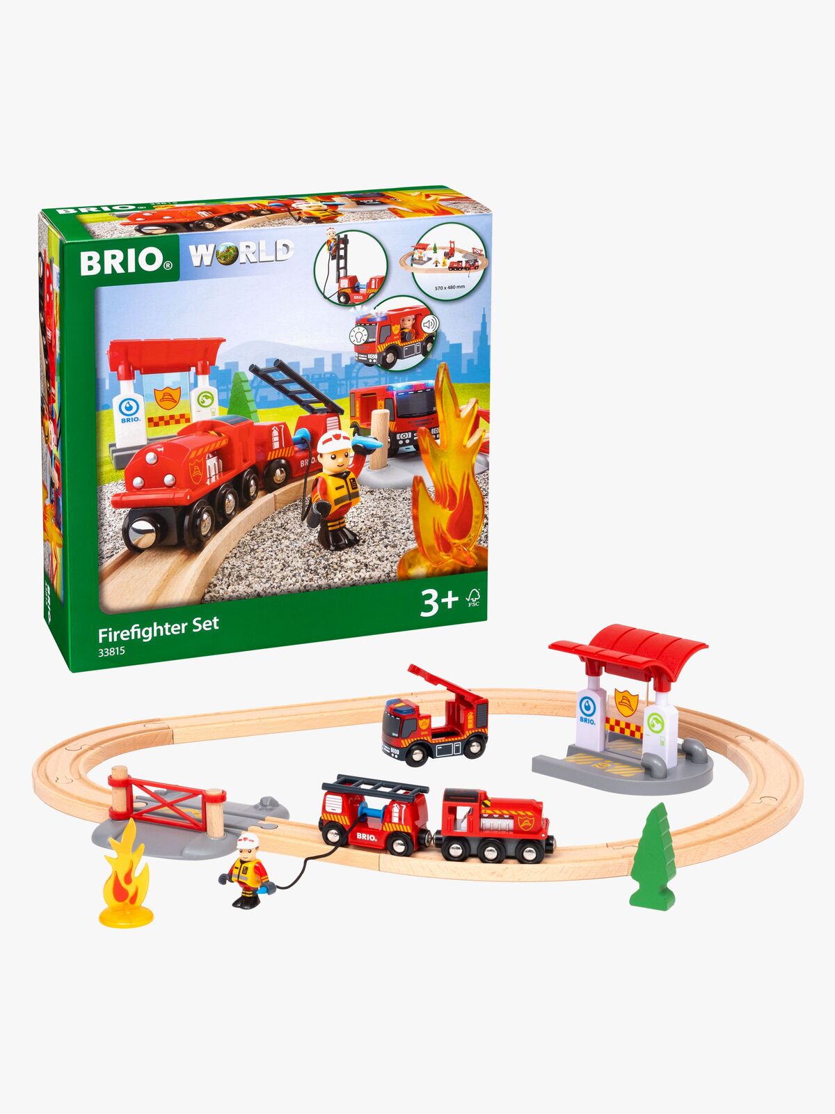 BRIO World 33815 Togsæt Med Brandmandstema
