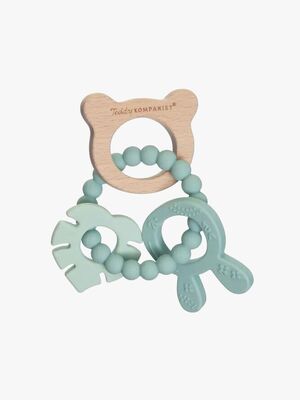 Teddykompaniet  Silikone & træ Bidering, Lindeblomstgrøn