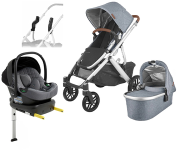 UPPAbaby VISTA V2 Duovogn inkl. Beemoo Route i-Size Autostol Baby & ISOFIX Base, Gregory Blue/Mineral Grey