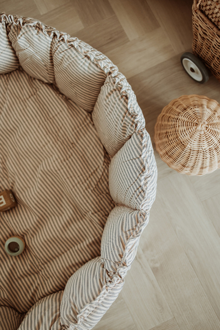 Play&Go Organic Bloom Legetæppe, Stripes Blue