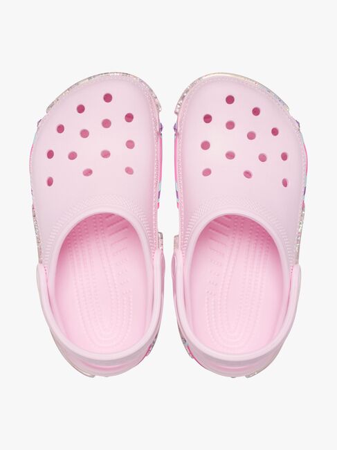 Crocs Classic Star Sparkle Clogs, Pink Milk