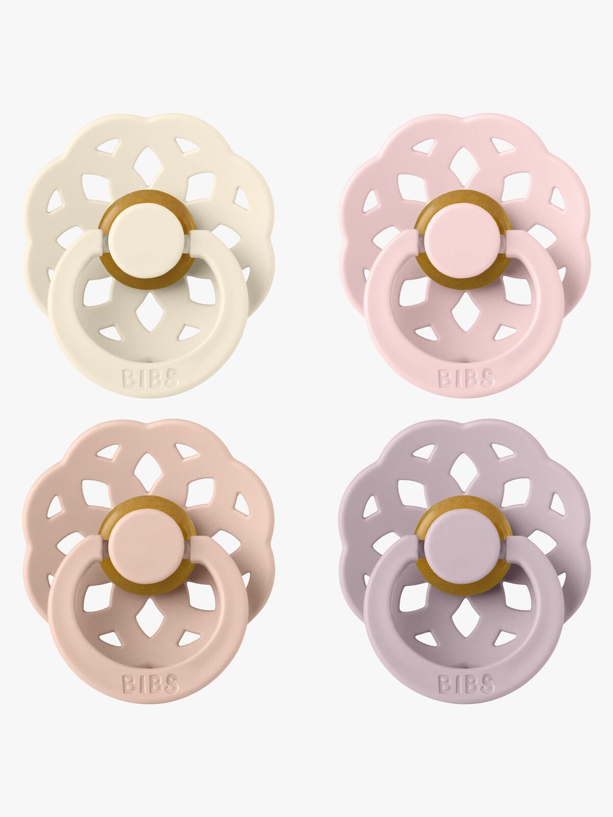 BIBS Boheme Sut 4-pak Latex Str. 2, Ivory/Blush/Blossom/Dusky Lilac