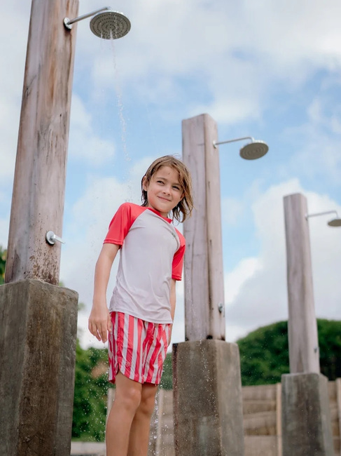 Swim Essentials Badeshorts, Lobster Stripe Beige/Red