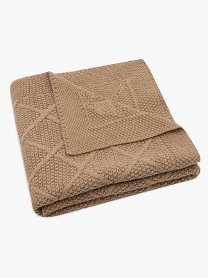 Jollein Strikket Tæppe Ternet Mønster, Biscuit