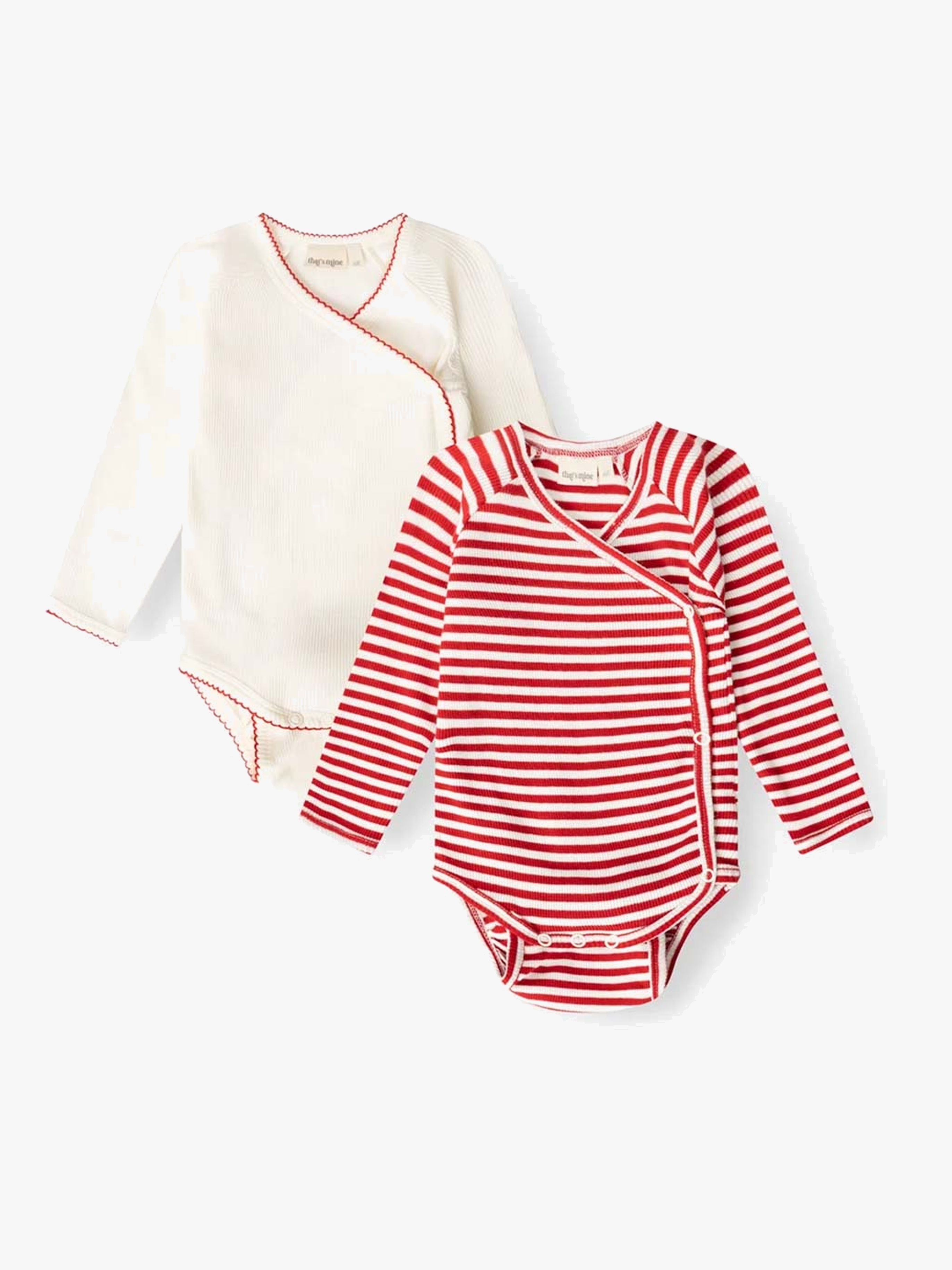 That's Mine Juma Slå-om Bodystocking 2-pak, Red Stripe, 62, Babytøj