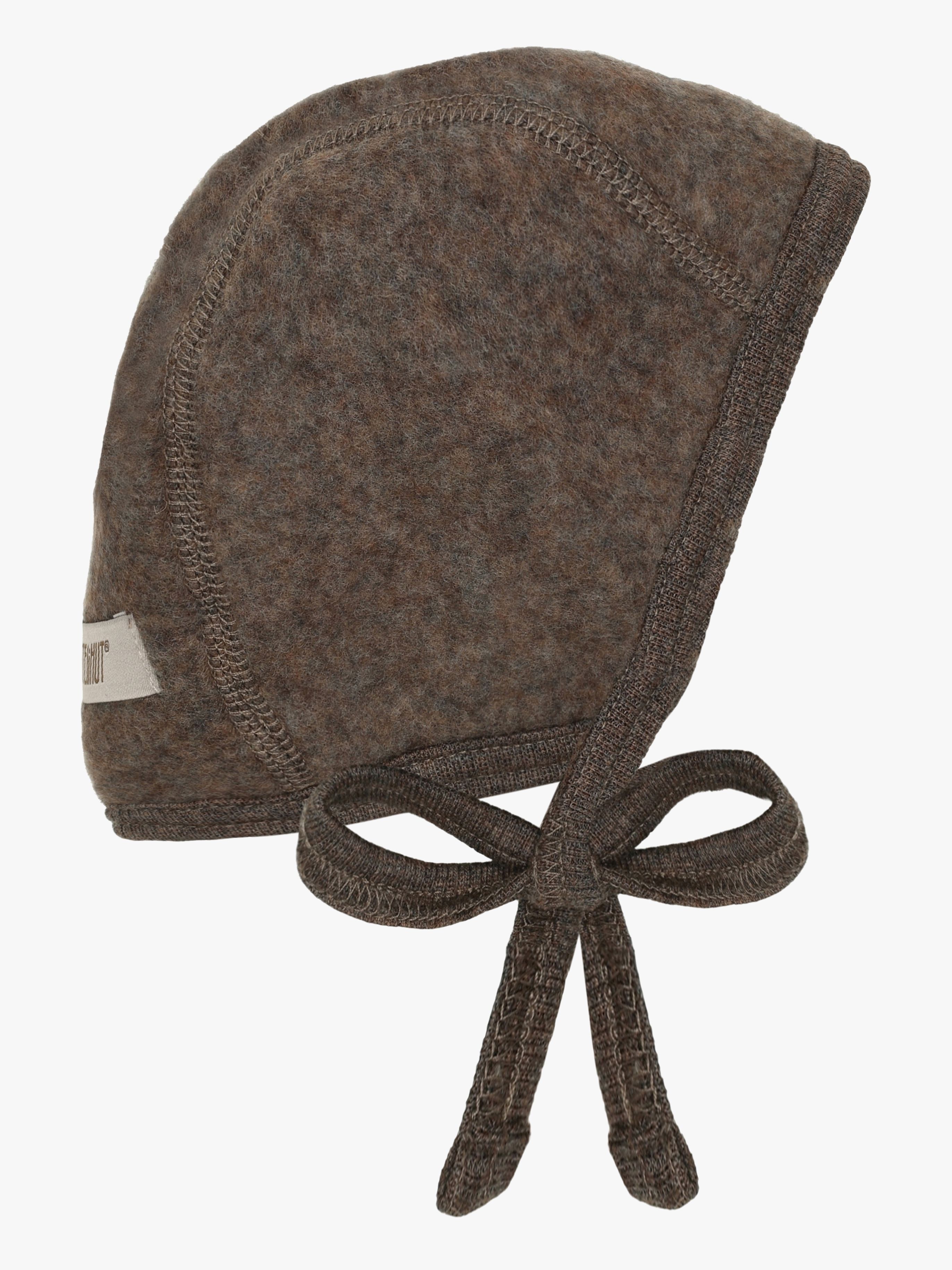 Huttelihut Baby Hjelmhue Uldfleece Merino, Brown Melange, 44