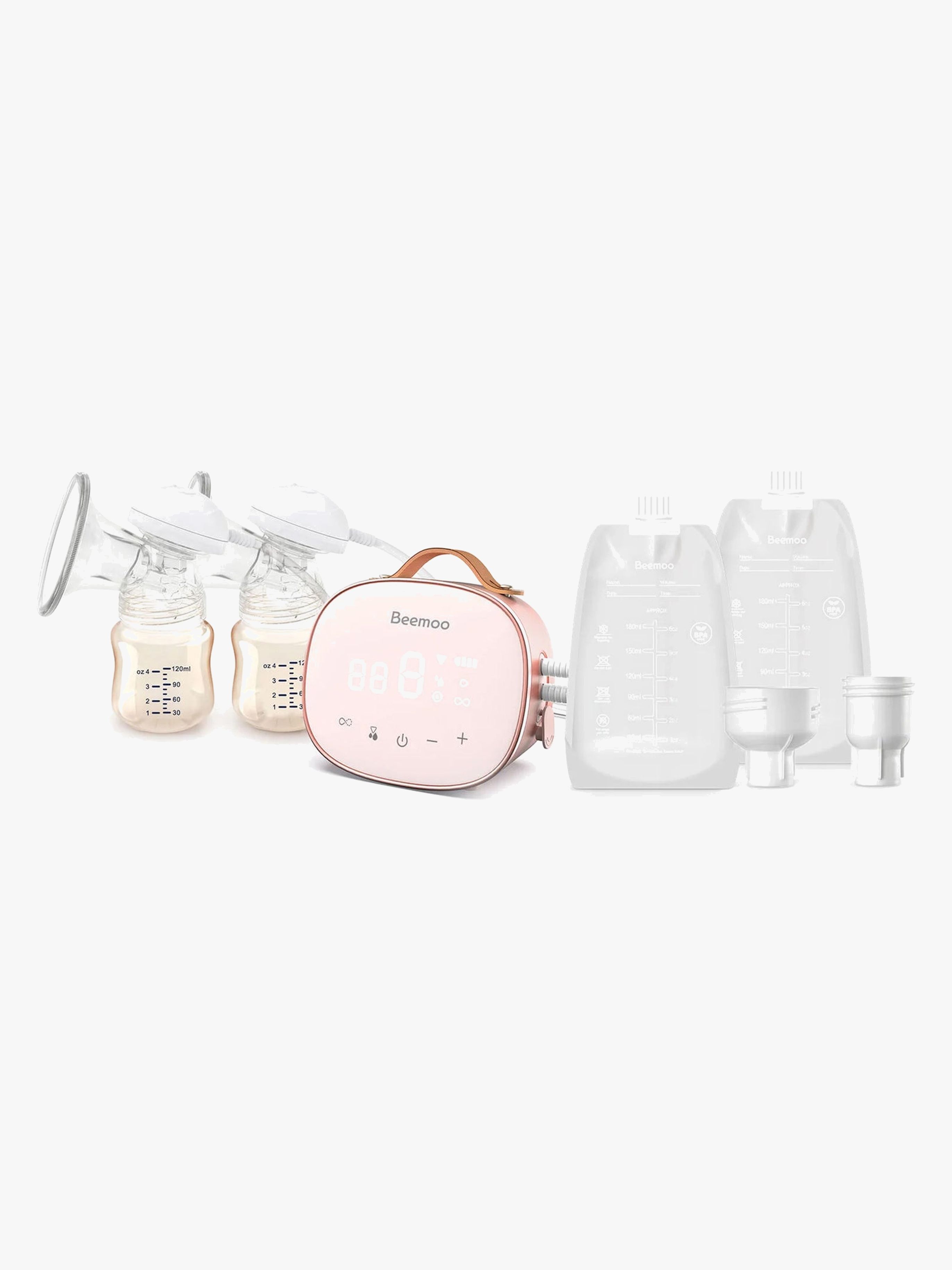 Beemoo CARE Duo Elektrisk Dobbelt Brystpumpe inkl. Modermælksposer 180 ml 30-pak