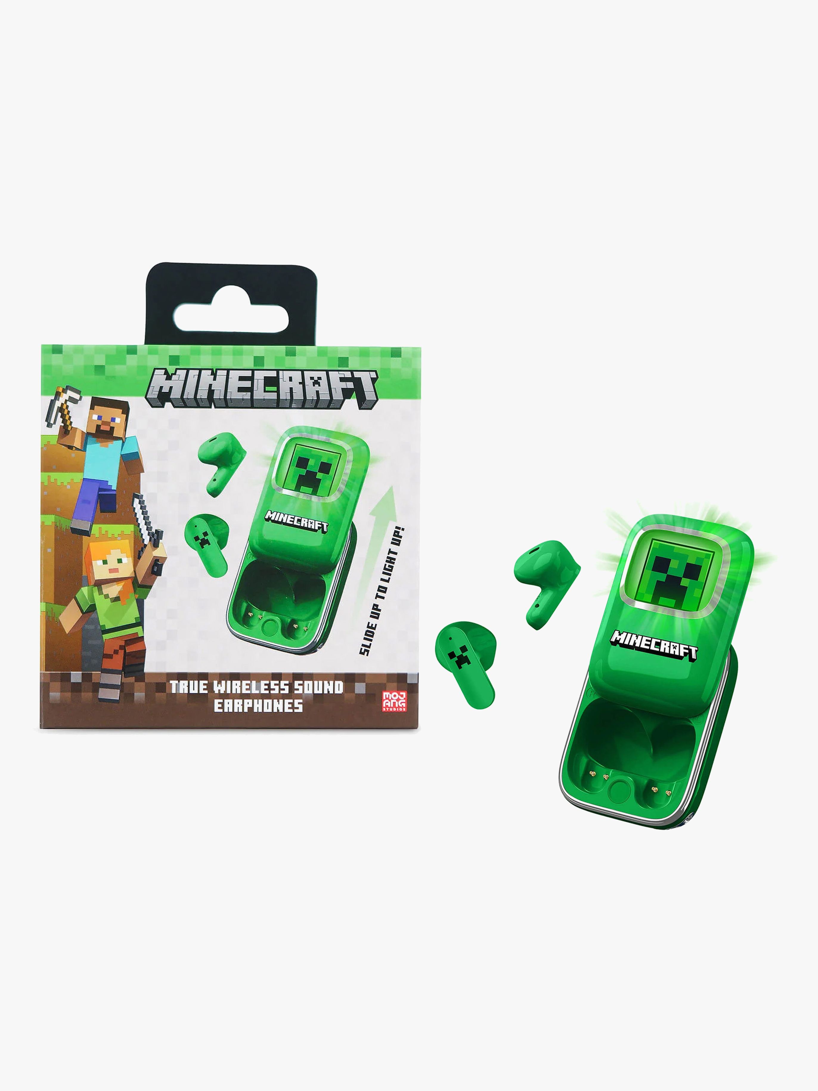 Minecraft Høretelefoner In-Ear TWS med LED, Grøn