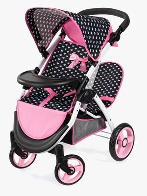 Bayer Design Twin Star Tvillingedukkevogn, Sort/Lyserød