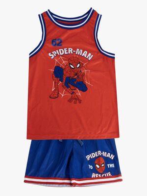 Marvel Spider-Man Tanktop & Shorts Sportsgrene Sæt, Blå/Rød