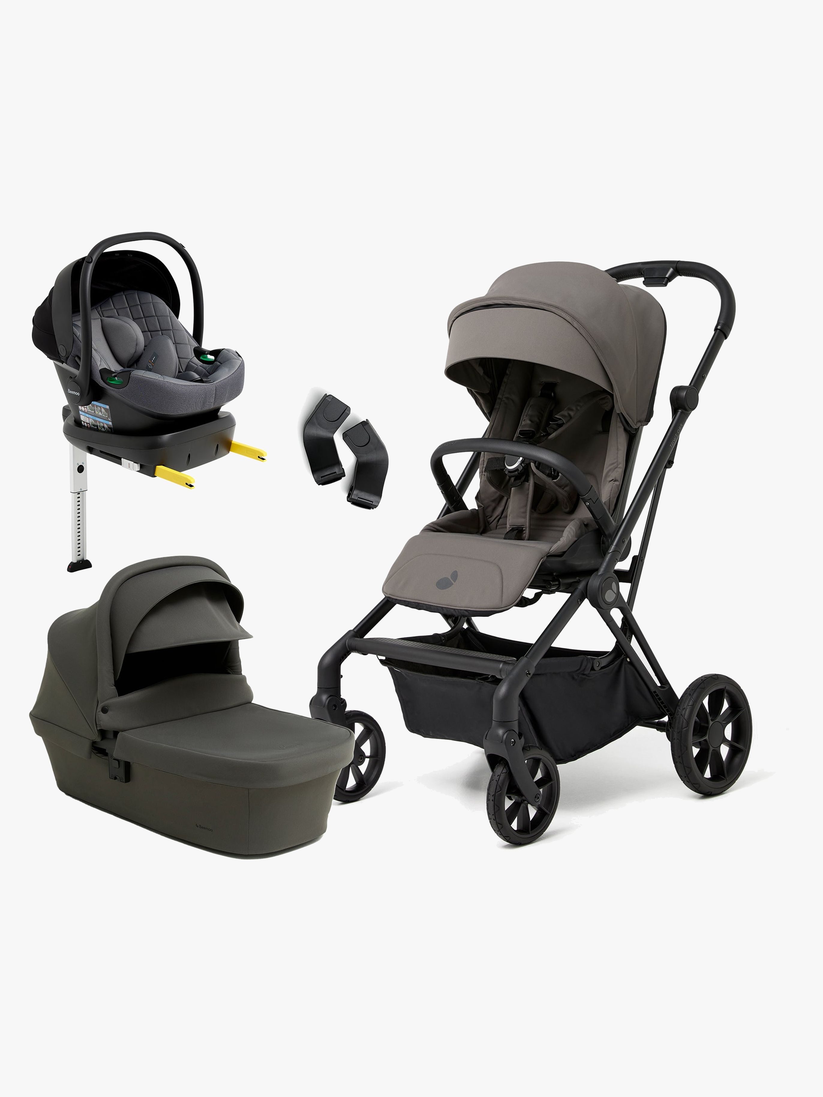 Beemoo Pro Twist Duovogn Inkl. Beemoo Route Autostol Baby & Base, Mocha Grey/Mineral Grey