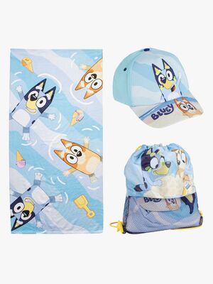 Bluey Håndklæde Gymnastikpose & Kasket Sæt, Lyseblå
