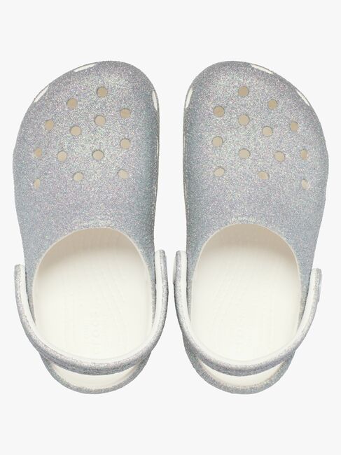 Crocs Classic Iridescent Glitter Kids Clogs, Hvid
