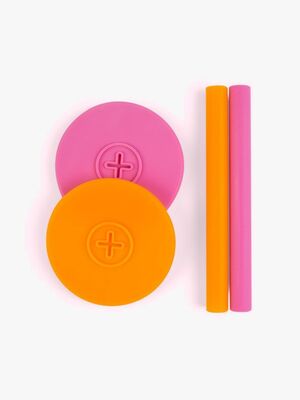 COGNIKIDS Sip Låg med Sugerør 2-pak, Tangerine/Flamingo