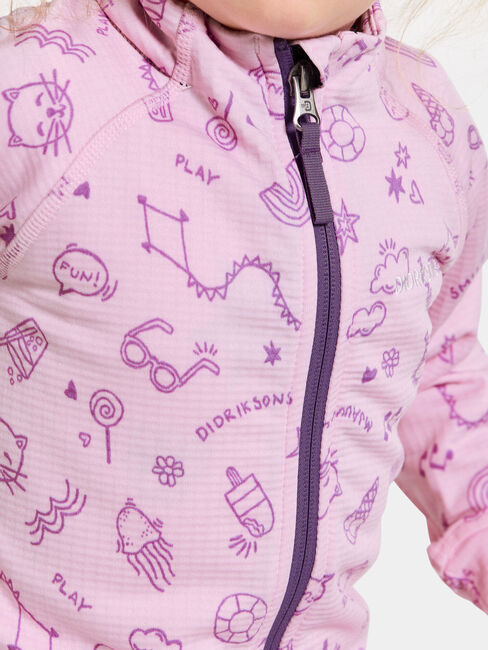 Didriksons Jadis Trøje med Lynlås, Doodle Orchid Pink