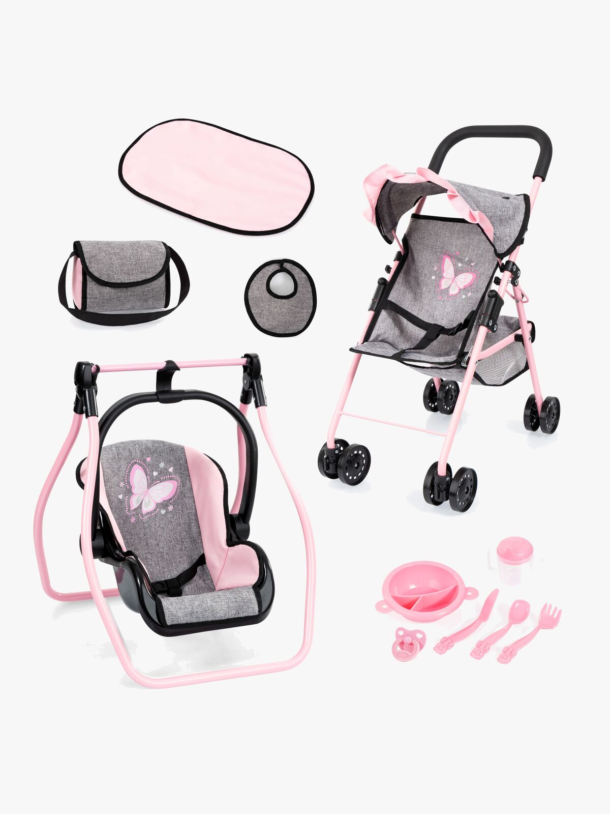 Bayer Design Dukkevogn Buggy Sæt, Grey